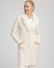 Chico's Women | Fur Trim Cardigan ENGLISH CREAM