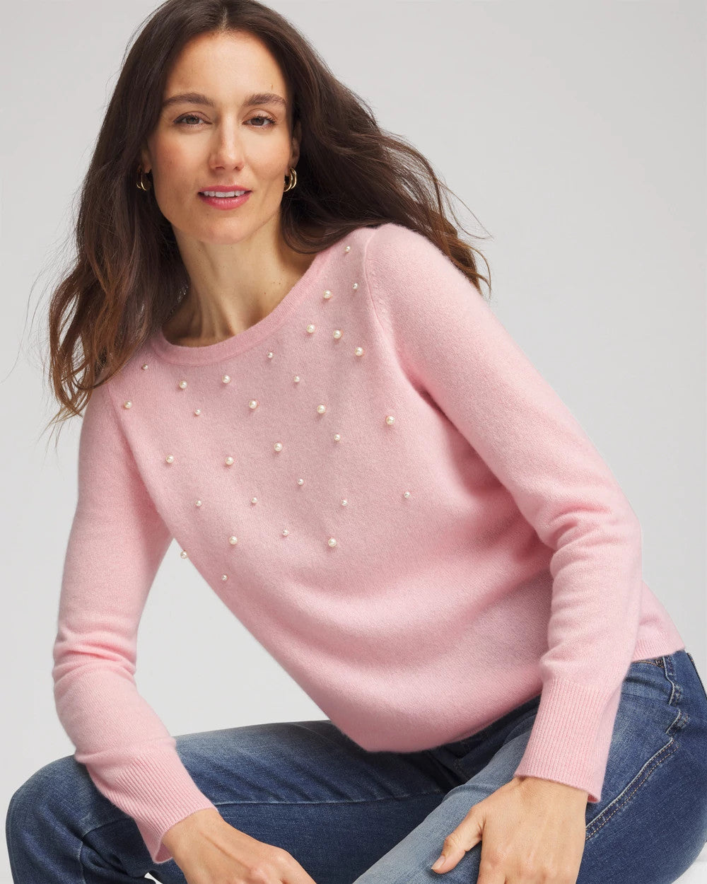 Chico's Women | Embellished Cashmere Pullover Sweater BLUSHED