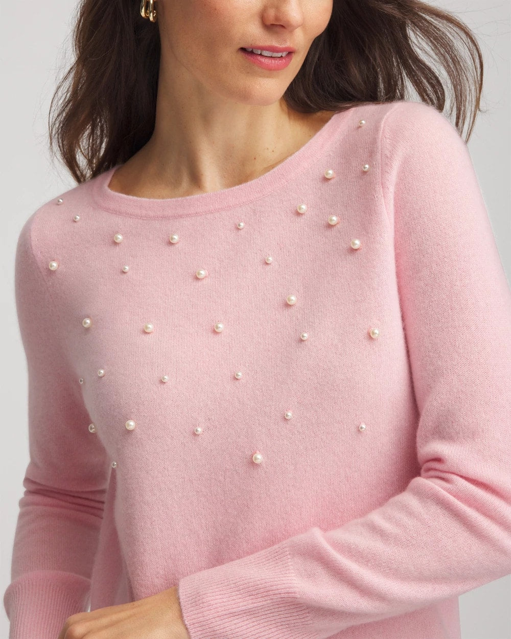 Chico's Women | Embellished Cashmere Pullover Sweater BLUSHED