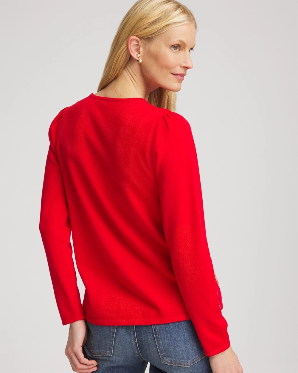 Chico's Women | V-Day Embroidered Heart Pullover LOVE LETTER RED