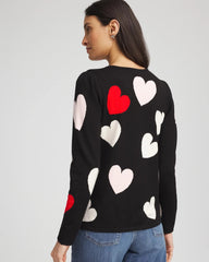 Chico's Women | V-Day Multi-Heart Pullover BLACK