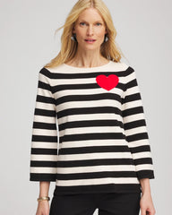 Chico's Women | Striped V-Day Pullover ENGLISH CREAM