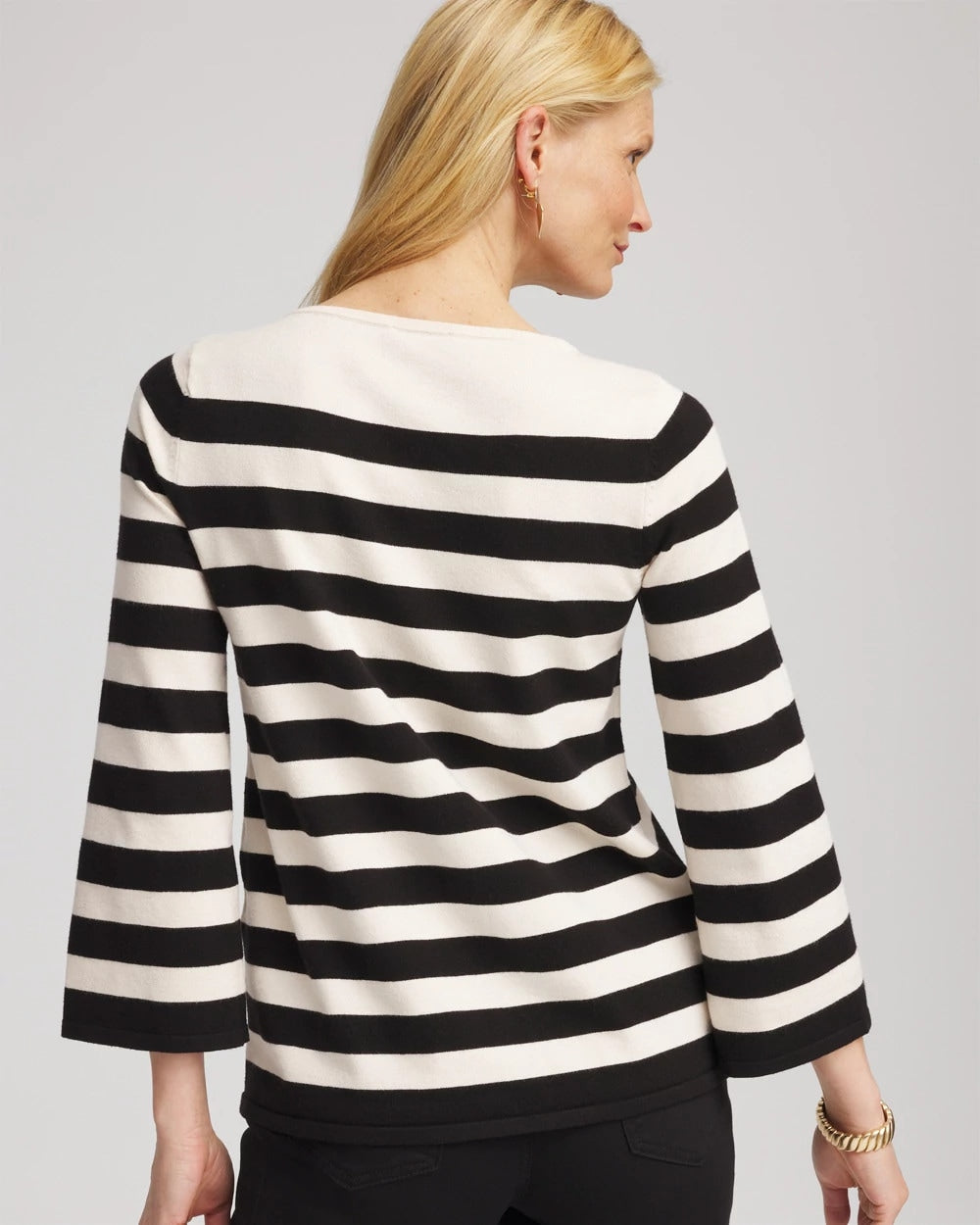Chico's Women | Striped V-Day Pullover ENGLISH CREAM