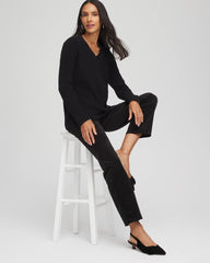 Chico's Women | Embellished V-Neck Pullover Sweater BLACK