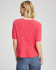 Chico's Women | Pullover Peplum Sweater FOLKLORIC RED