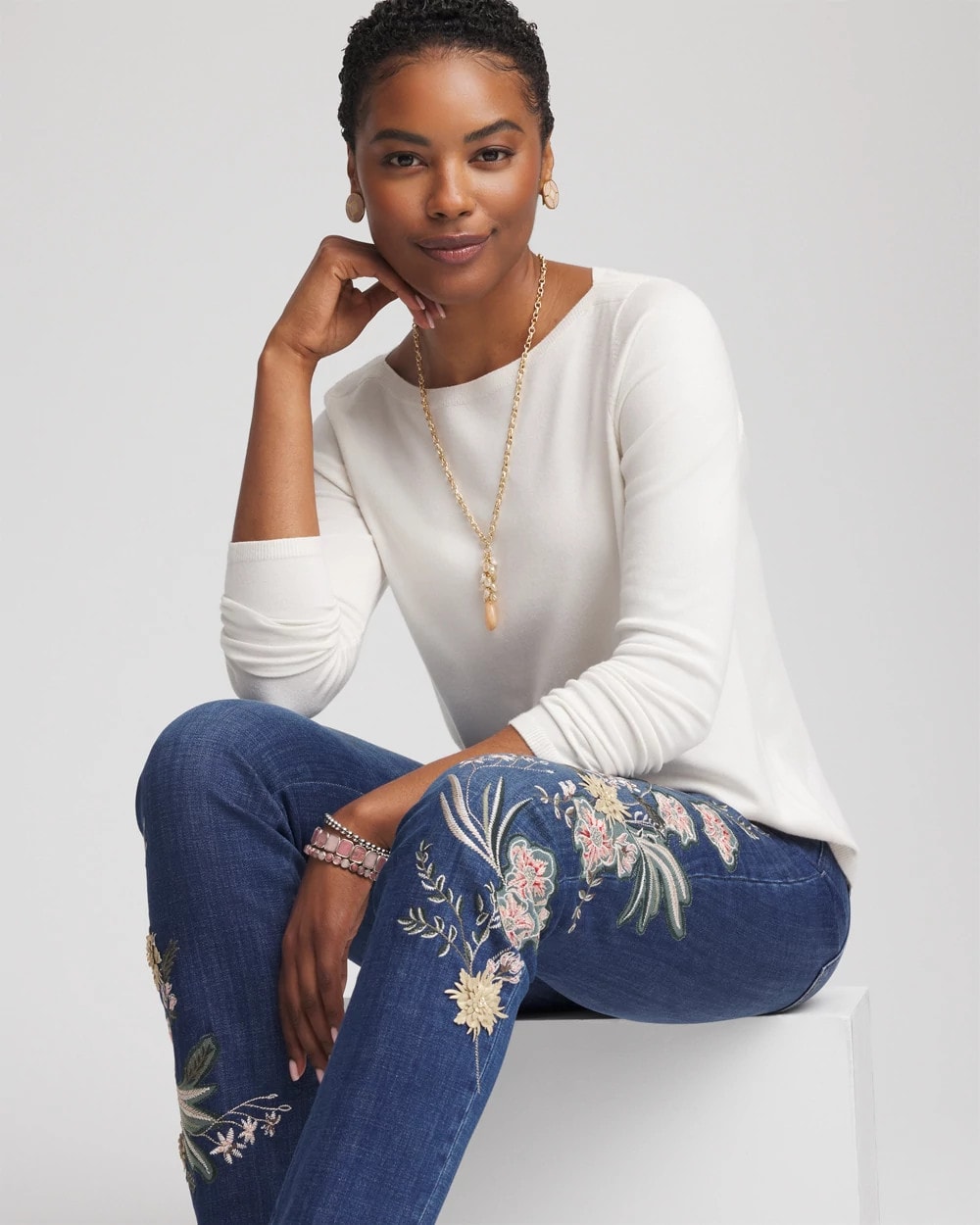 Chico's Women | Ella Bateau Pullover Sweater ECRU