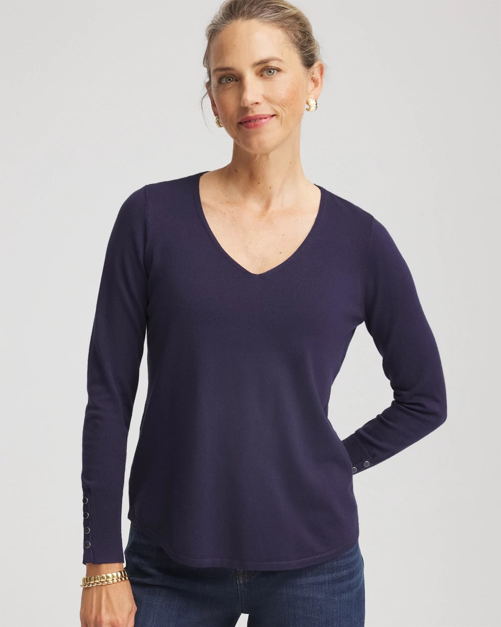 Chico's Women | Ella V-Neck Pullover Sweater PASSPORT BLUE