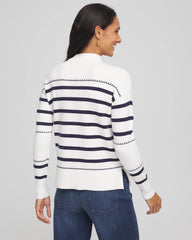 Chico's Women | Striped Relaxed Mockneck Pullover ECRU
