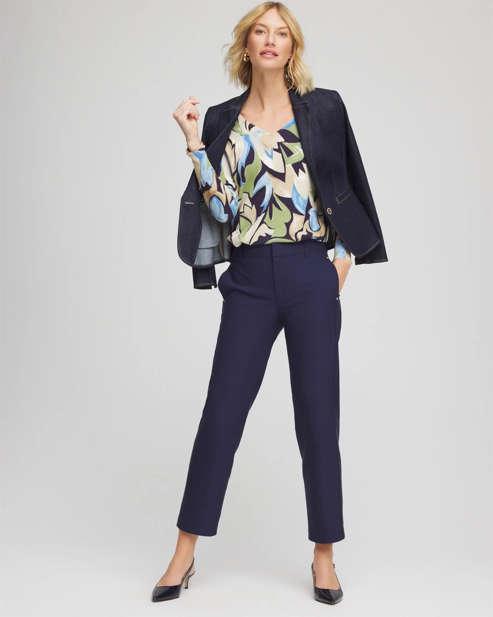 Chico's Women | Ella Bloom V-Neck Pullover Sweater PASSPORT BLUE