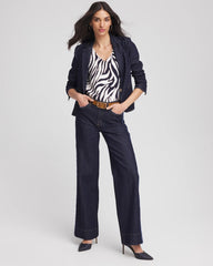 Chico's Women | Ella Zebra V-Neck Pullover Sweater PASSPORT BLUE