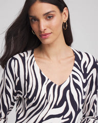 Chico's Women | Ella Zebra V-Neck Pullover Sweater PASSPORT BLUE