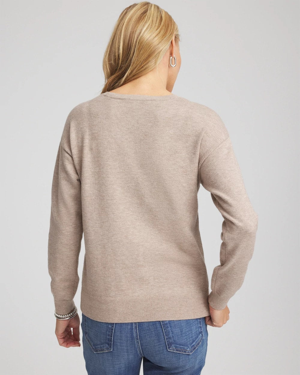 Chico's Women | Floral Sequined Pullover SMOKEY TAUPE