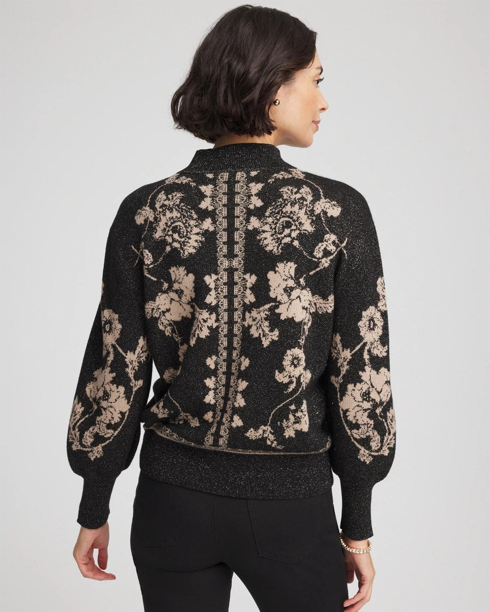 Chico's Women | Bryne Jacquard Mockneck Pullover BLACK