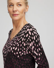 Chico's Women | Ella Printed V-Neck Sweater BLACK