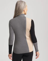 Chico's Women | Ella Colorblock Intarsia Turtleneck Sweater BLACK