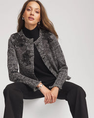 Chico's Women | Embroidered Metallic Tweed Cardigan GRAY