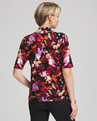 Chico's Women | Ella Mockneck Painterly Pullover Sweater BLACK