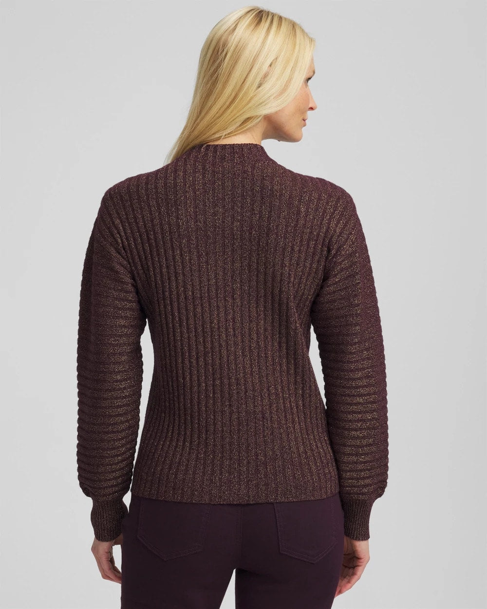 Chico's Women | Metallic Ribbed Pullover NIGHT BLOOM