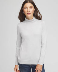 Chico's Women | Metallic Turtleneck Pullover Sweaters SILVER GLITTER