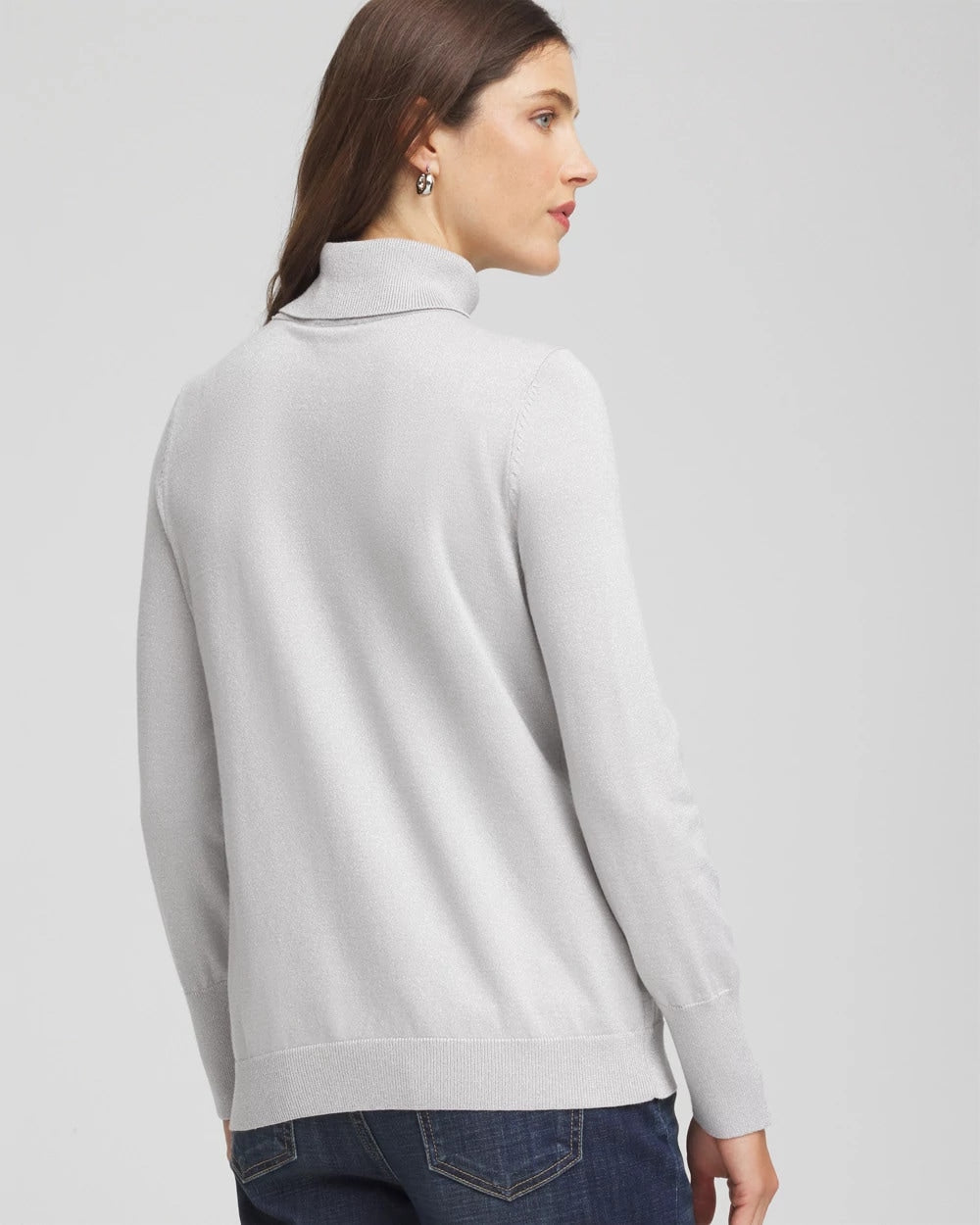 Chico's Women | Metallic Turtleneck Pullover Sweaters SILVER GLITTER