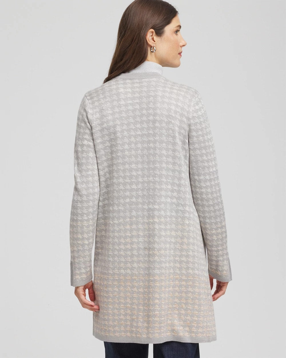 Chico's Women | Metallic Herringbone Cardigan GRAY