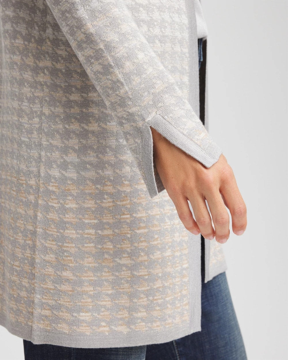 Chico's Women | Metallic Herringbone Cardigan GRAY