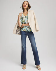 Chico's Women | Printed Dolman V-Neck Pullover Sweater BLUE MENTHE