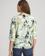 Chico's Women | Printed Dolman V-Neck Pullover Sweater BLUE MENTHE