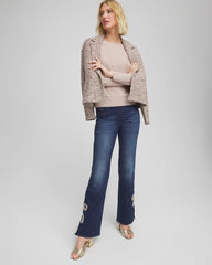 Chico's Women | Ella Embellished Dolman Pullover Sweater LIGHT TAUPE HEATHER