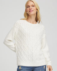 Chico's Women | Embellished Cable Knit Sweater ENGLISH CREAM