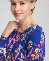 Chico's Women | Ella Boatneck Printed Pullover Sweater COBALT STONE