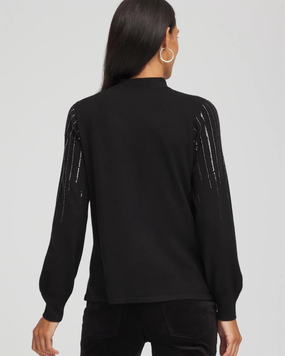 Chico's Women | Embellished Mockneck Sweater BLACK
