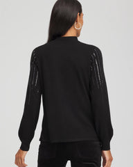 Chico's Women | Embellished Mockneck Sweater BLACK