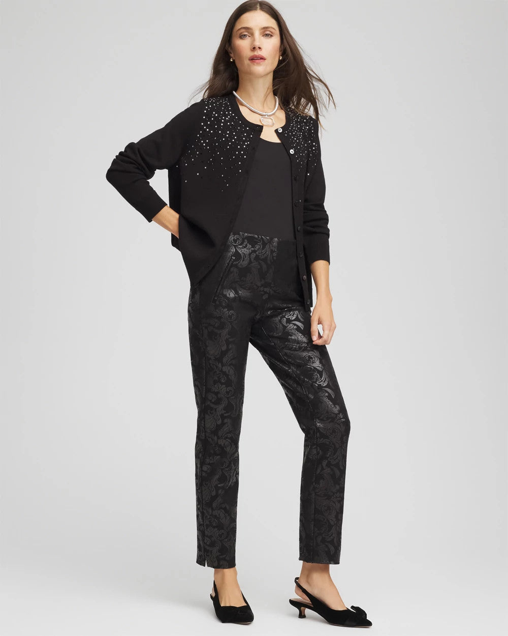 Chico's Women | Ombré Rhinestone Cardigan BLACK