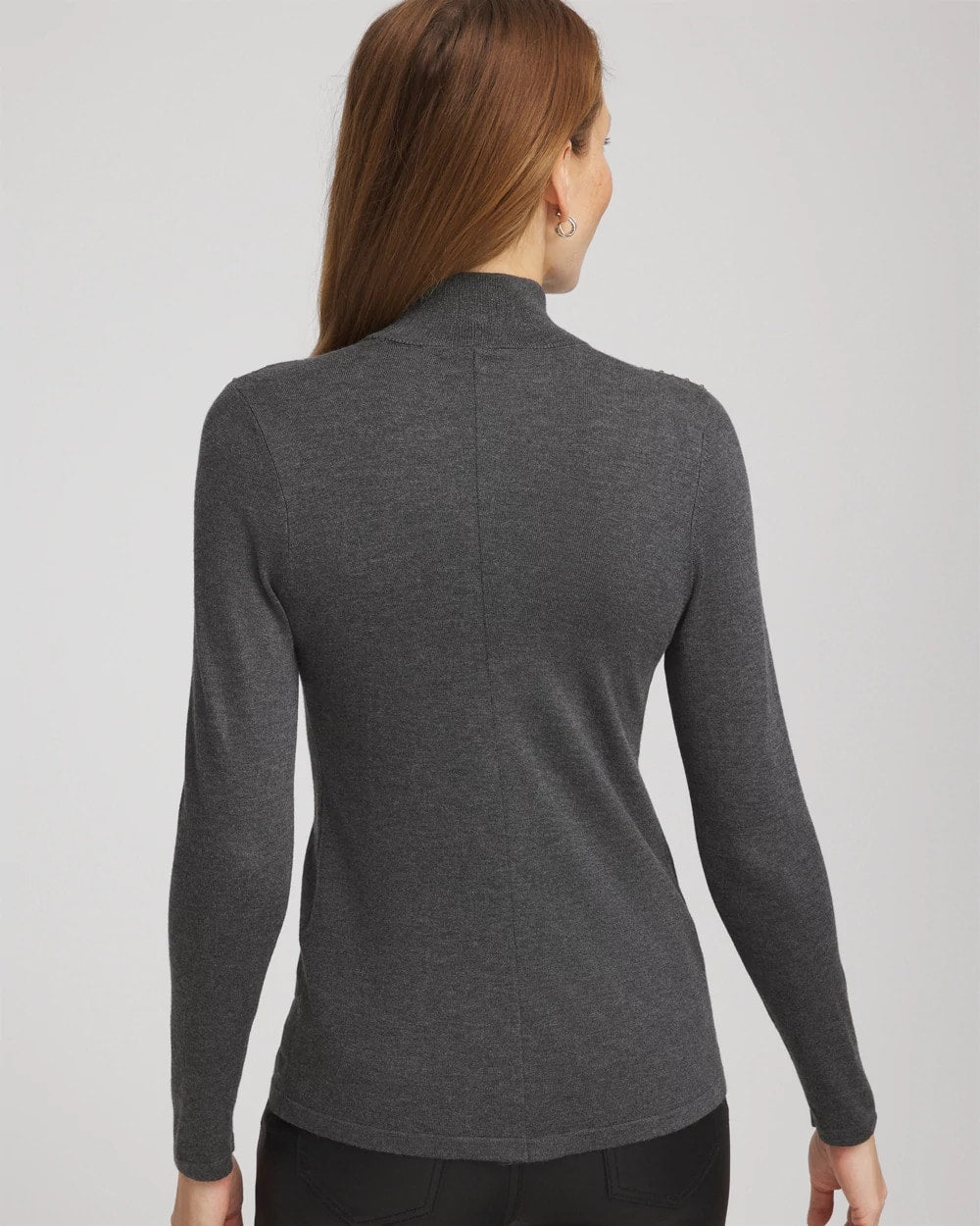 Chico's Women | Ella Rhinestone Mockneck Sweater GRAPHITE GRAY
