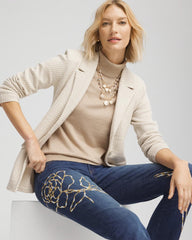 Chico's Women | Metallic Turtleneck Pullover Sweater CHAMPAGNE FIZZ