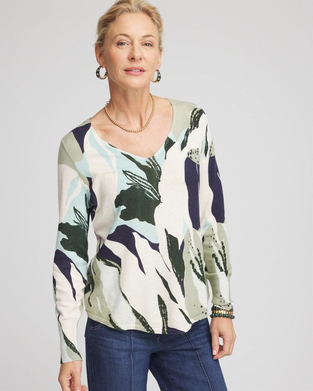 Chico's Women | Ella La Fleur Pullover Sweater SAGE MEADOW