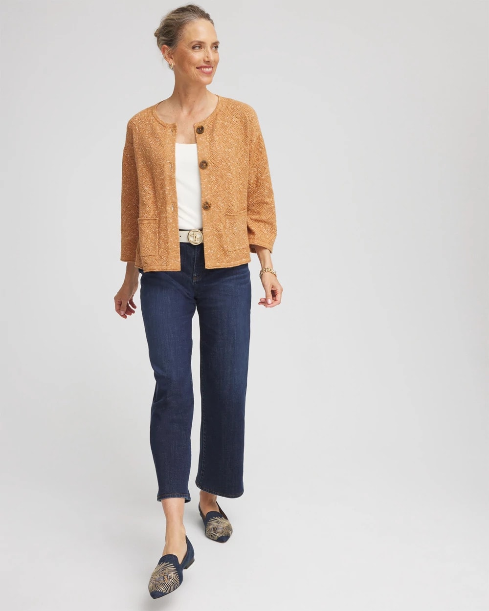 Chico's Women | Tweed Cropped Sweater BURNT SIENNA