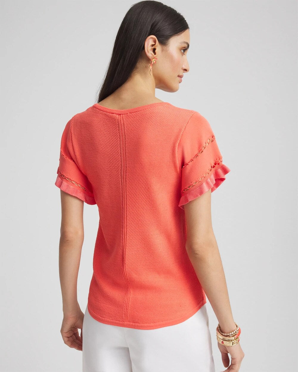 Chico's Women | Cutout Short-Sleeved Pullover Sweater MELON MAMBO
