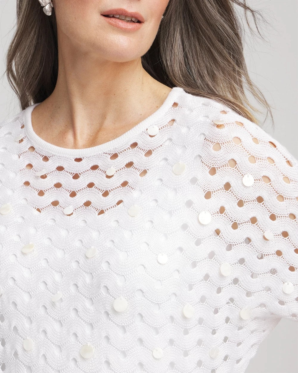 Chico's Women | Dolman Pointelle Sweater ALABASTER