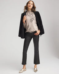 Chico's Women | Ella Mockneck Printed Sweater SMOKEY TAUPE