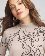 Chico's Women | Ella Mockneck Printed Sweater SMOKEY TAUPE