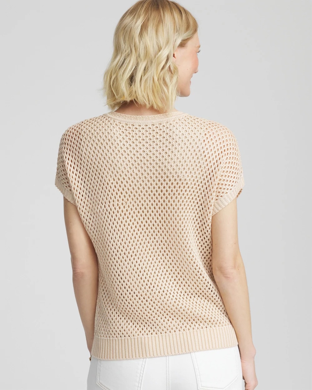 Chico's Women | Embroidered Pointelle Pull-Over GLISTENING SAND