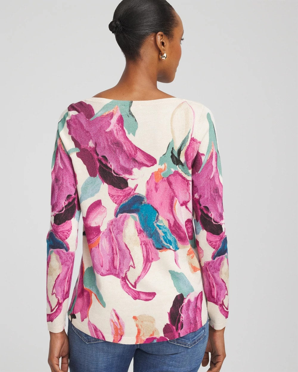 Chico's Women | Ella Boatneck Watercolor Pullover Sweater MULTI