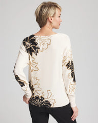 Chico's Women | Ella Dolman Artisanal Pullover Sweater BLACK