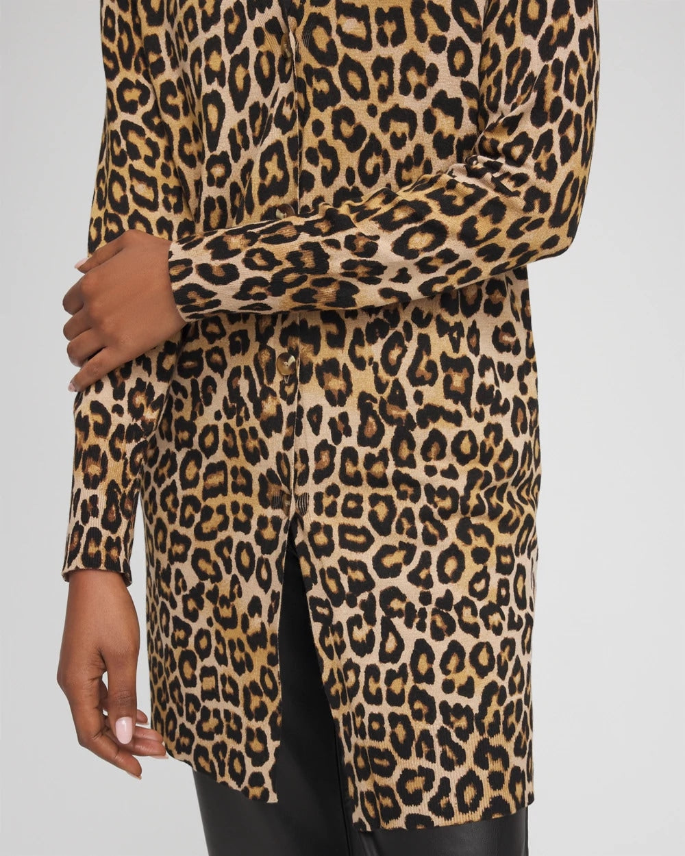 Chico's Women | Ella Animal-Print Cardigan Sweater SAND
