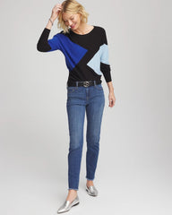 Chico's Women | Ella Dolman Intarsia Pullover Sweater BLACK