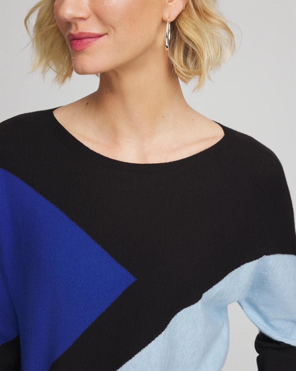 Chico's Women | Ella Dolman Intarsia Pullover Sweater BLACK