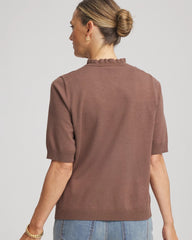 Chico's Women | Embroidered Henley Pullover Sweater DRIED MUSHROOM