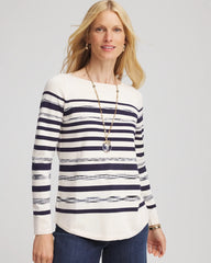 Chico's Women | Ella Striped Bateau Pullover Sweater ENGLISH CREAM